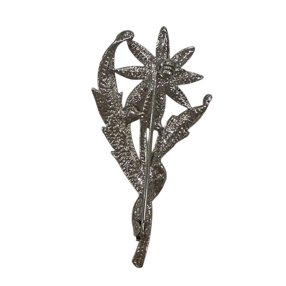Vintage Floral Rhinestone Brooch Pin - Picture 3 of 3
